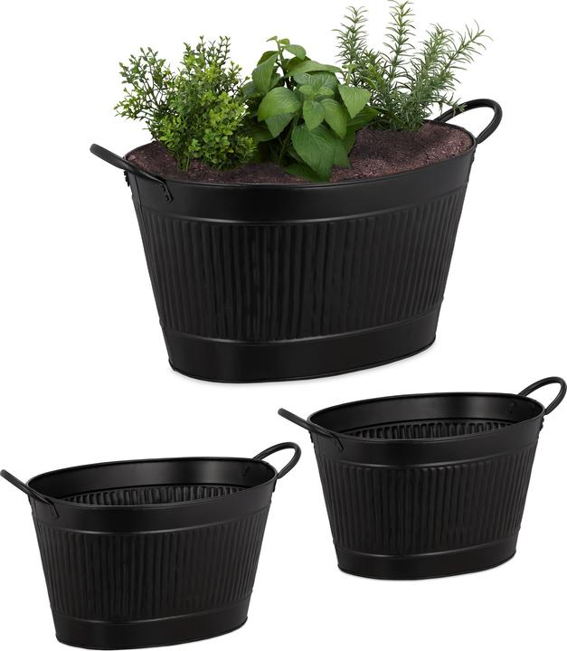 Actual product image Relaxdays Tub Zinc Look Set Of 3 (49 cm)