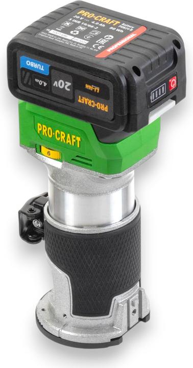 Productafbeelding Procraft POB24-1B-F Akku Multifunktionsfräse 20 V 6 / 8 mm Brushless + 1x Akku 4,0 Ah + Ladegerät +