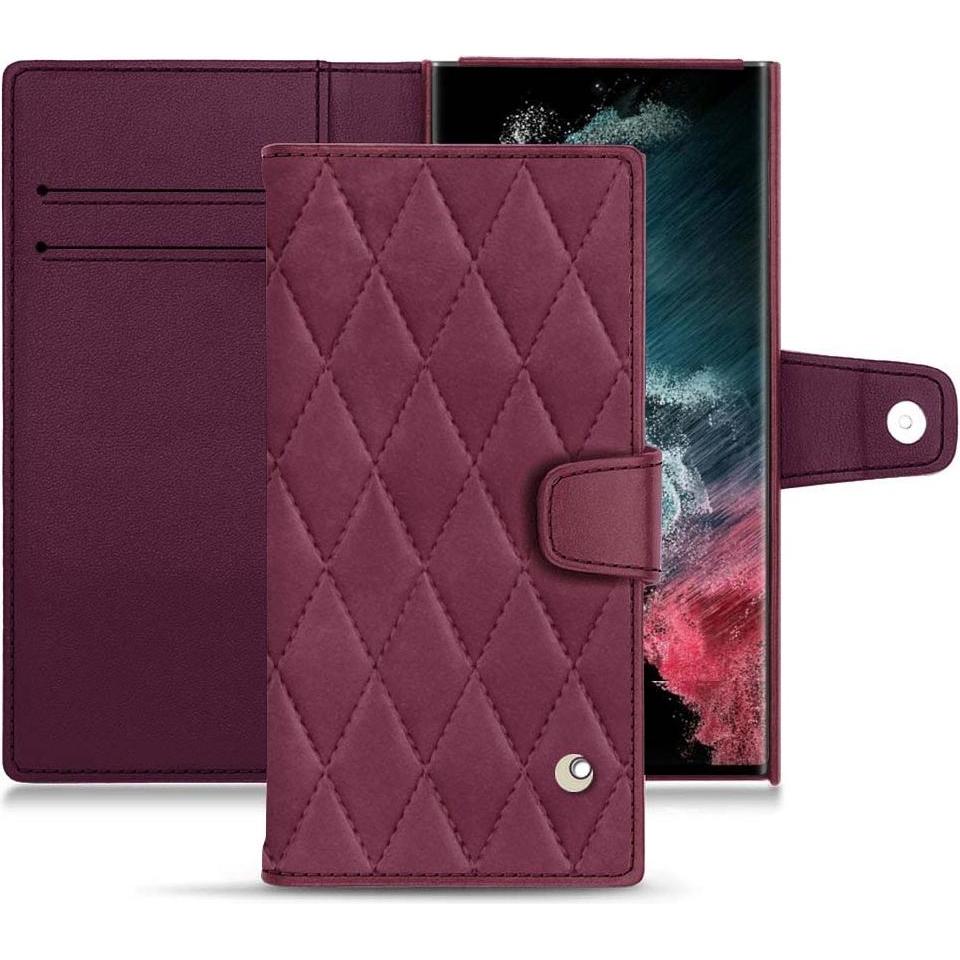 Noreve Lederschutzhülle Wallet (Samsung Galaxy S22 Ultra), Smartphone Hülle, Violett