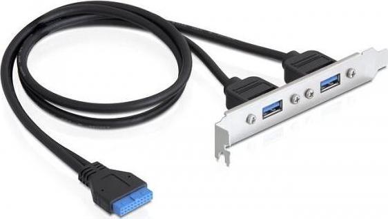 Delock Slot bracket 2x USB 3.0 to USB 3.0 19 pin header (0.40 m, USB 3.2)