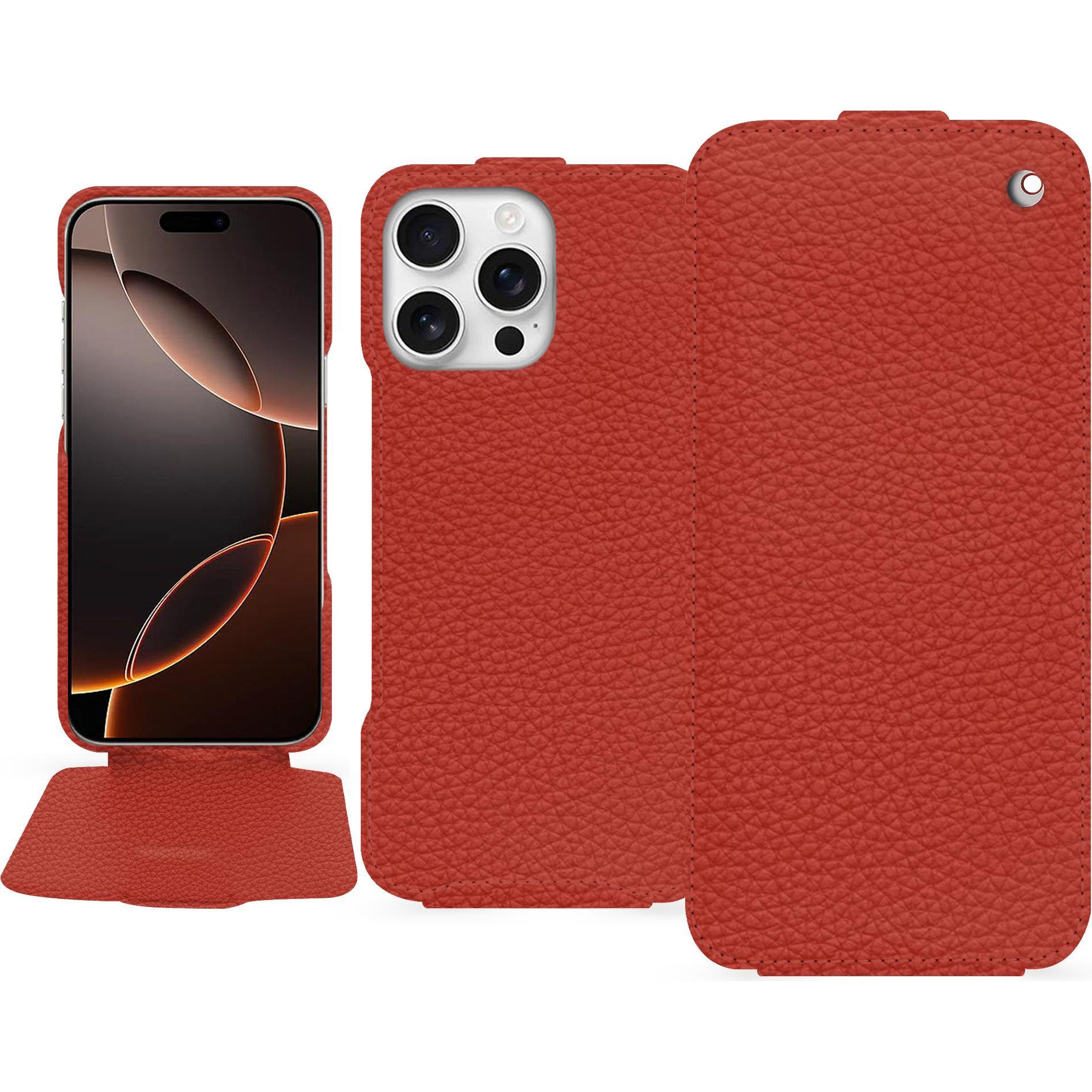 Noreve Lederschutzhülle vertikal (Apple iPhone 16 Pro), Smartphone Hülle, Orange