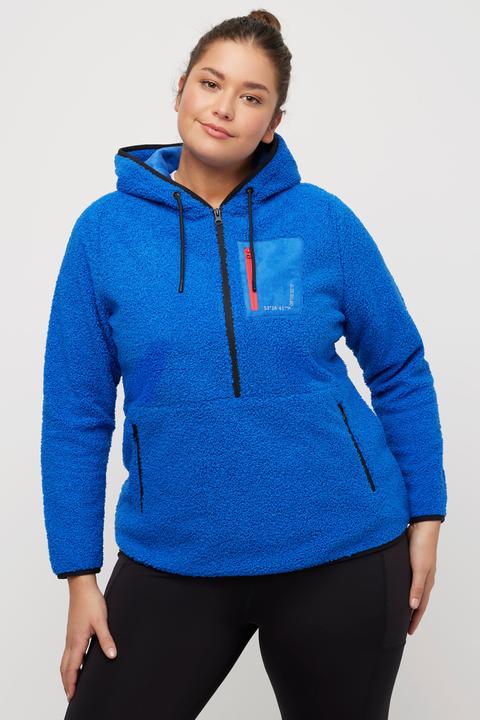 Produktbild Ulla Popken Fleece-Hoodie, Koordinaten-Druck, Zipptaschen, Langarm (46, 48)