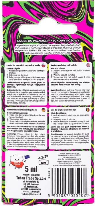 Actual product image Tuban Tubi Glam Nail Polish - Neon Pink 5 ml (Neon pink, Colour paint)