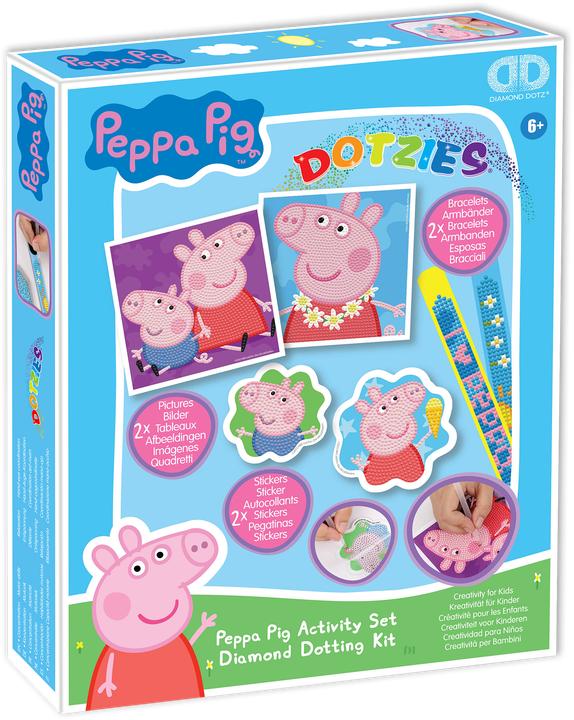 Productafbeelding Diamond Dotz DOTZIES® Original Diamond Painting Set Peppa Pig met 6 motieven: 2 plaatjes 15 x 15 cm, 2