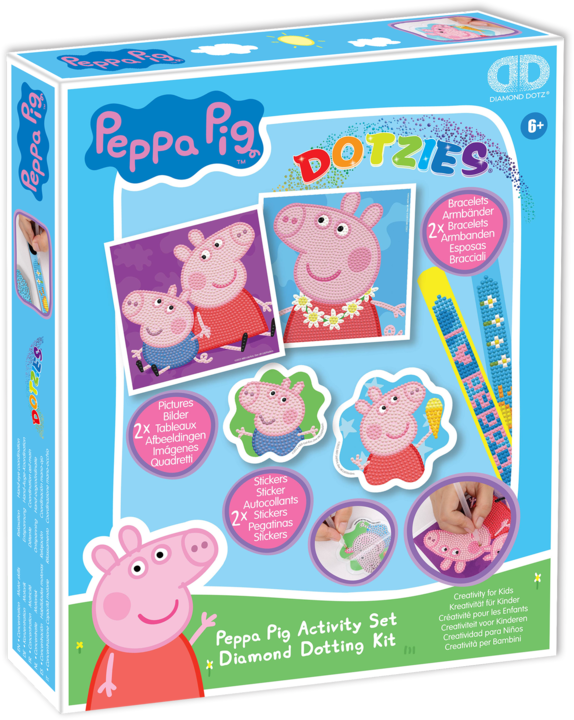 Image du produit Diamond Dotz DOTZIES® Original Diamond Painting Set Peppa Pig avec 6 motifs : 2 tableaux 15 x 15 cm, 2