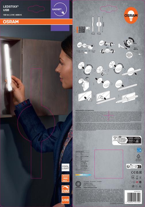 Actual product image Osram HOMELIGHTING LEDstixx USB Silver 4099854497599 Aussenstrahler (150 lm)