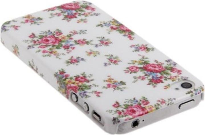 Produktbild König Design Schutzhülle Hard Case Hülle für Handy iPhone 4 & 4S Rosen / Weiss (Apple iPhone 4, LG G4s)