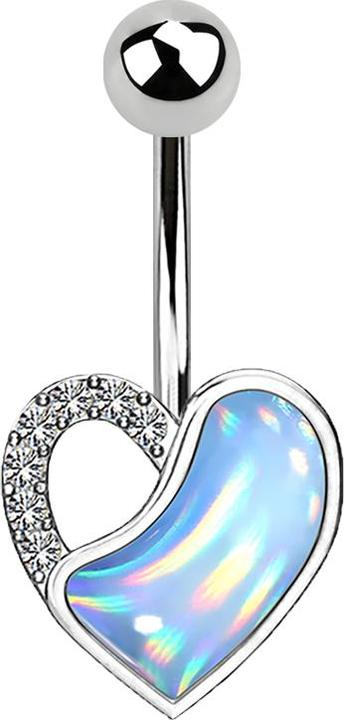 Immagine prodotto Star Piercing Cuore d'argento a banana con cristallo e pietra epossidica blu (Ottone, Acciaio chirurgico 316L)