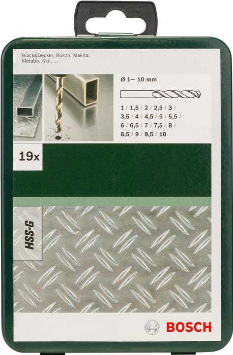 Productafbeelding Bosch Professional Zubehör Metaalboren set HSS-G 19 stuks. (1 mm, 1,5 mm, 2 mm, 2,5 mm, 3 mm, 3,5 mm, 4 mm, 4,5 mm, 5 mm, 5,5 mm, 6 mm, 6,5 mm, 7 mm, 7,5 mm, 8 mm, 8,5 mm, 9 mm, 9,5 mm, 10 mm)