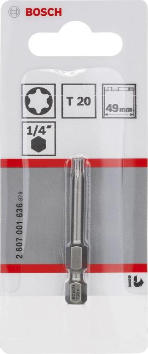Actual product image Bosch Professional Zubehör Screwdriver bit extra-hard T20, 49 mm, pack of 1 (Hexagon socket TX)