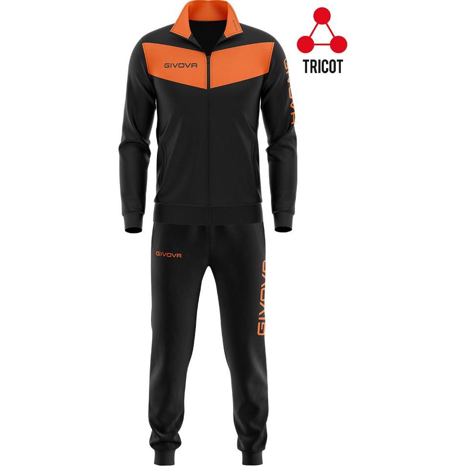 Givova, Herren, Laufjacke, Tuta Visa Fluo Trainingsanzug Schwarz-Orange TR018F 1028 M (M), Orange, Schwarz, M