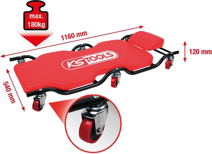 Actual product image KS Tools Drivable stretcher, 1160x540mm