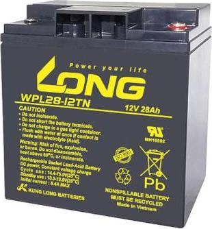 Actual product image Long WPL28-12TN WPL28-12TN Lead-acid battery 12V 28Ah lead-fleece (AGM) (W x H x D) 166 x 176 x 126mm M5 (1 pcs., 28000 mAh)