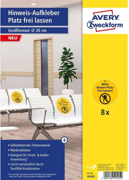 Actual product image Avery Notice labels set Ø 200 mm, 8 sheets