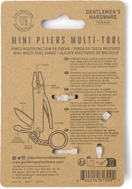 Actual product image Gentlemen's Hardware Mini Plier Multi-Tool (5 Functions)