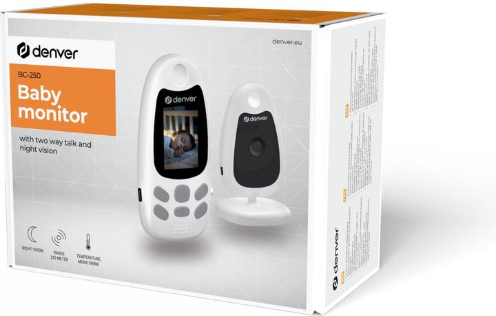 Productafbeelding Denver BC-250 Babycam mit Monitor 2,4 GHz Wit Neu (Video & Audio, 250 m)