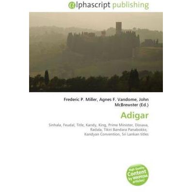 Thumbnail - Adigar, Fachbücher von Frederic P. Miller, Agnes F. Vandome, John McBrewster