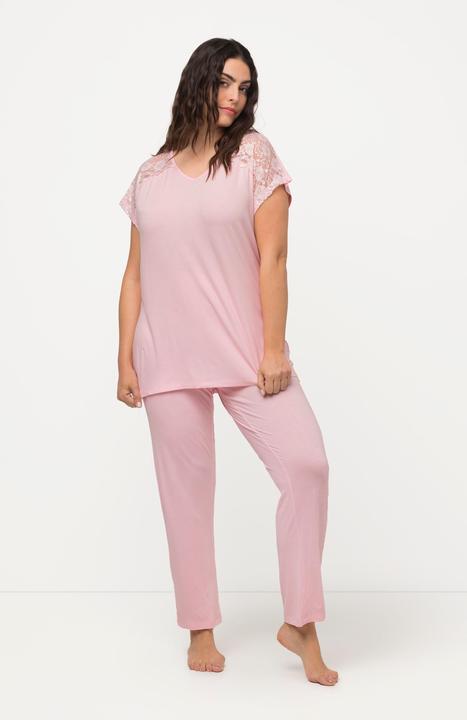 Produktbild Ulla Popken Pyjama, Spitze, V-Ausschnitt, Halbarm (46, 48)