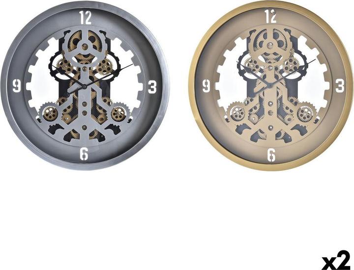 DKD Home Decor Wall Clock Golden Silver Crystal Iron 50 x 8 x 50 cm (3 Units) (2 Units) (50 cm)