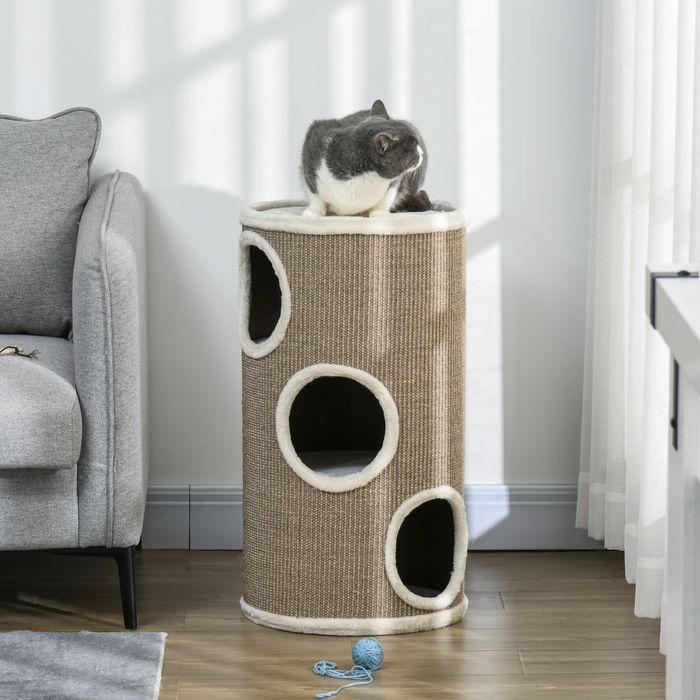 Actual product image Swisshandel24 Kratztonne Katzen, Katzenkratzbaum 70cm (70 cm, Brown)