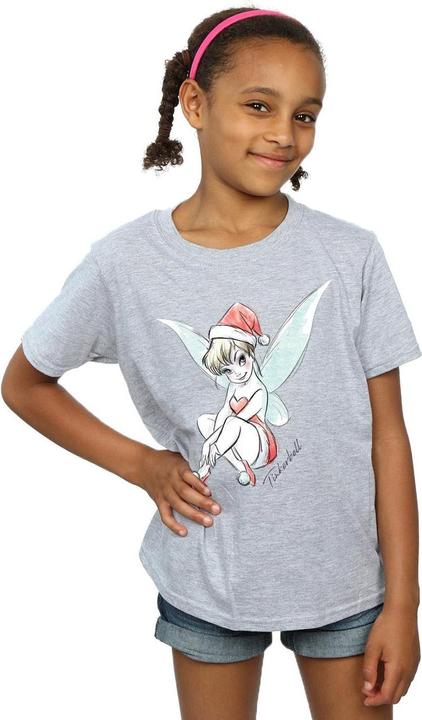 Actual product image Disney Girls Tinkerbell Christmas Fairy Cotton T-Shirt (128)