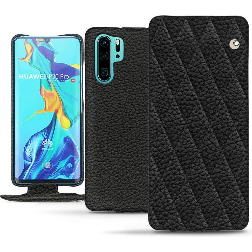 Noreve Lederschutzhülle vertikal (Huawei P30 Pro), Smartphone Hülle, Schwarz