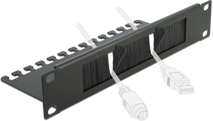 Produktbild Delock Cable Management Brush Strip with Cable Support Plate