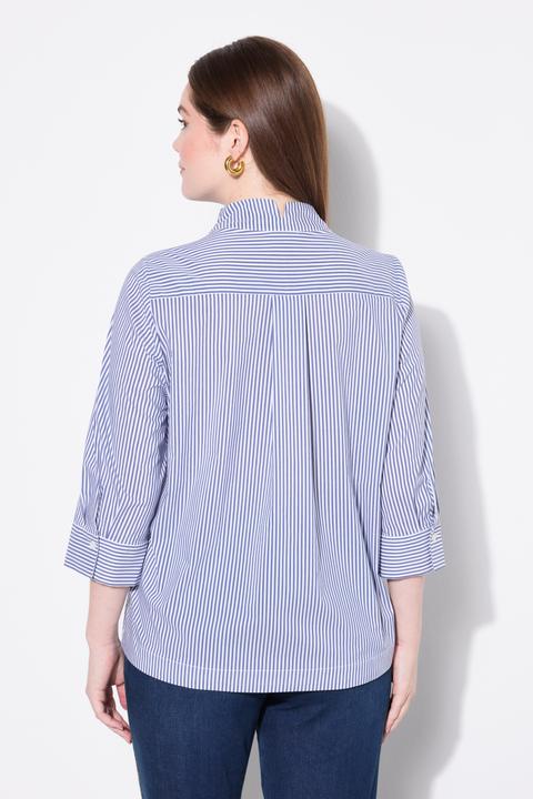 Image du produit Ulla Popken Tunique rayée, col calice et manches 3/4, plus longue dans le dos (58)