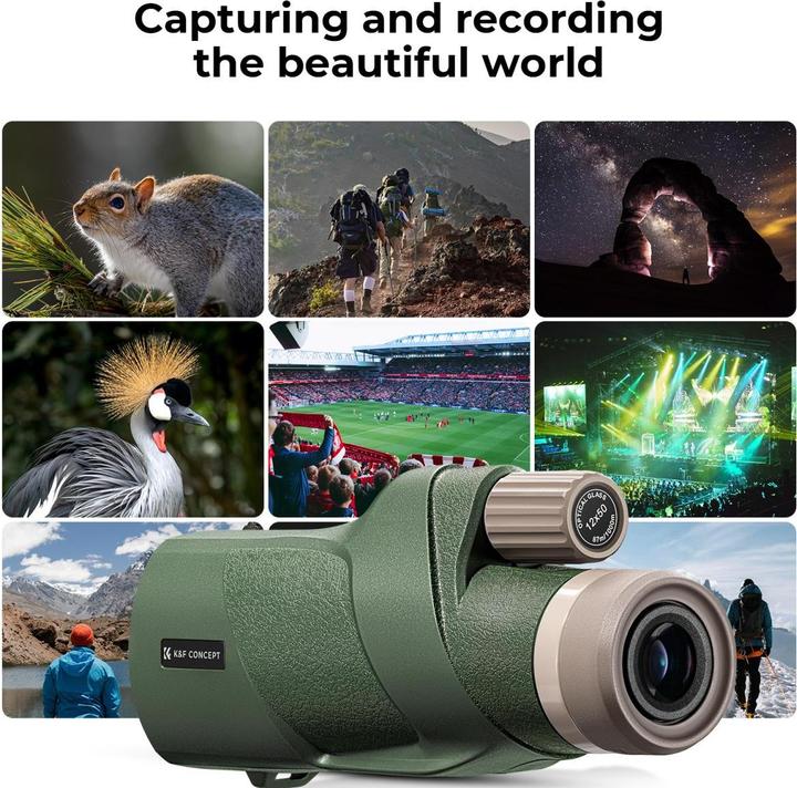 Produktbild K&F Concept 12*50 BAK4 HD Monocular With Akka dovetail Army green (12 x, 50 mm)
