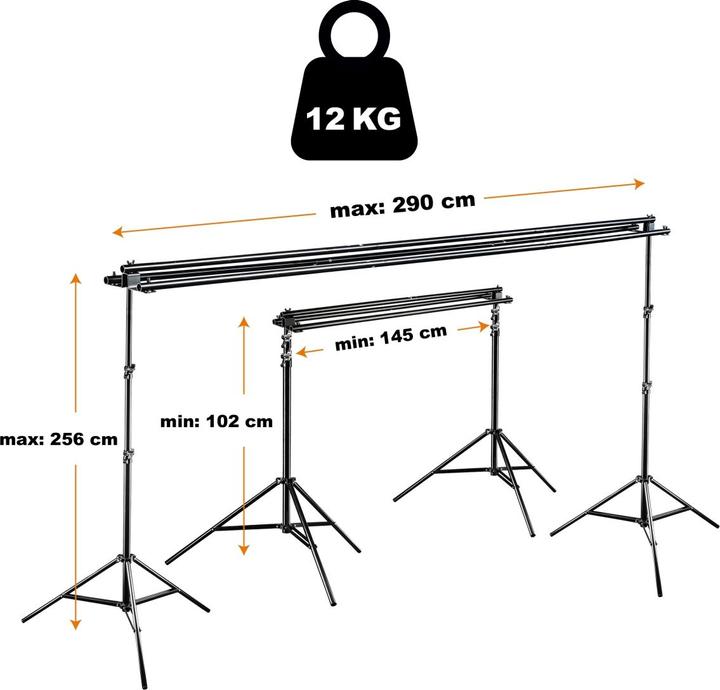 Produktbild Walimex 3-fach Hintergrundsystem + Tasche (290 cm, 250 cm)