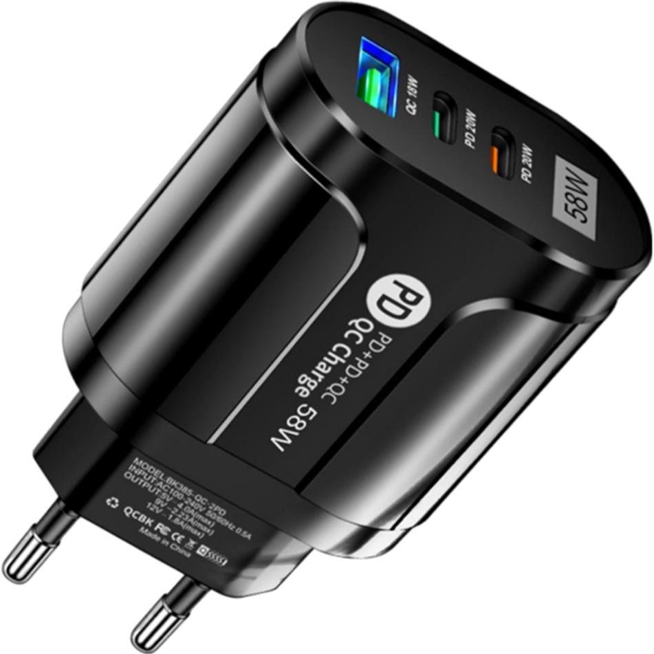 EKO 58W USB QC Netzladegerät / PD USB Typ-C (58 W), USB Ladegerät, Schwarz
