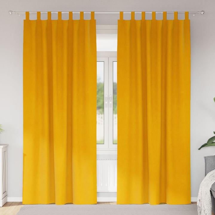 Image du produit VidaXL Rideaux occultants avec passants 2 pièces jaune moutarde velours (140 x 245 cm)