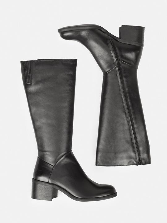 Produktbild Felmini MIRA D946 Stylische hohe Stiefel mit niedrigem Absatz, gefertigt aus echtem weichem schwarzem Leder. (36)