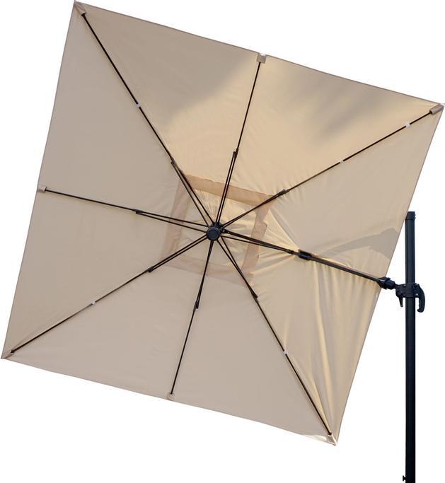 Actual product image Swisshandel24 Gastronomy traffic light umbrella, 3x3m (Ø4.24m) swivelling, polyester aluminium/steel 23kg, cream (3 m)