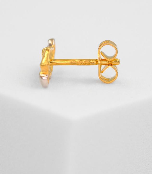 Actual product image Muau Single ear studs formula 1 bicolor yellow/white gold 750, 6x11mm (750, White gold, 18K yellow gold)