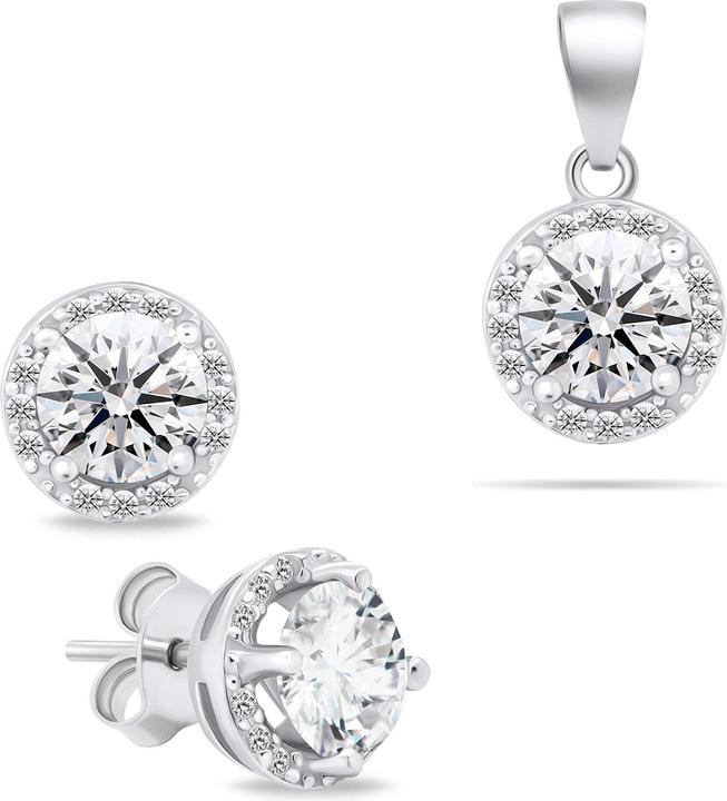 Image du produit Brilio Parure en argent étincelant avec zircons SET230W (Boucles d'oreilles, Pendentif)