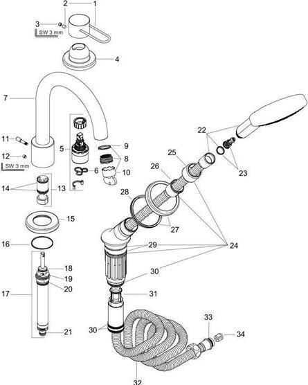 Produktbild hansgrohe 3-Loch-Einhebel-Wannenmischer AXOR UNO Bügelgriff chrom