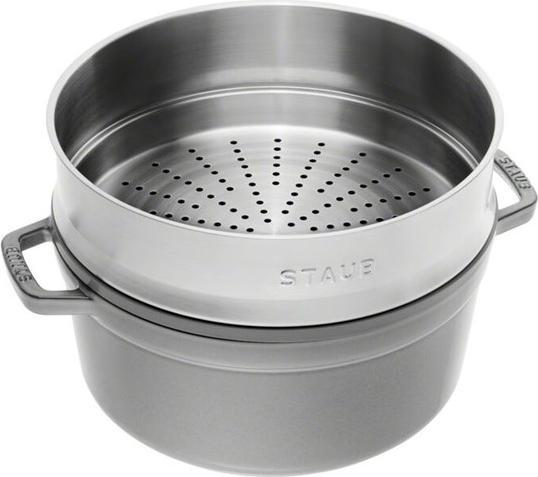 Image du produit Staub Cocotte avec insert vapeur (26 cm, Cocotte + faitout, Fonte, Émail, Acier inoxydable)