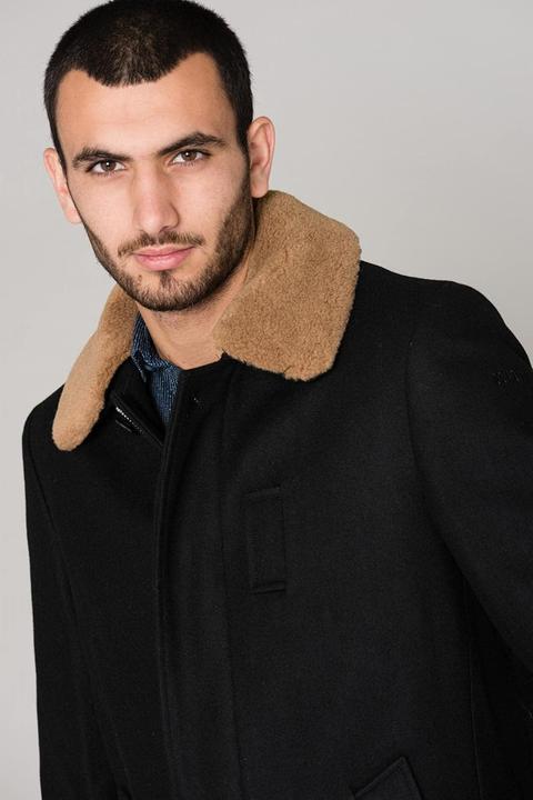 Actual product image Schott Nyc Maverick Wool Coat with Removable Collar and Two Inside Pockets (M)