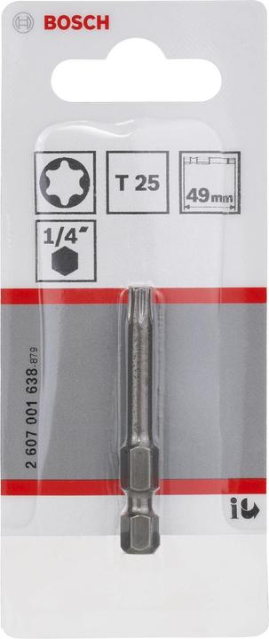 Produktbild Bosch Professional Zubehör Schrauberbit Extra-Hart T25, 49 mm, 1er-Pack (Innensechsrund TX)