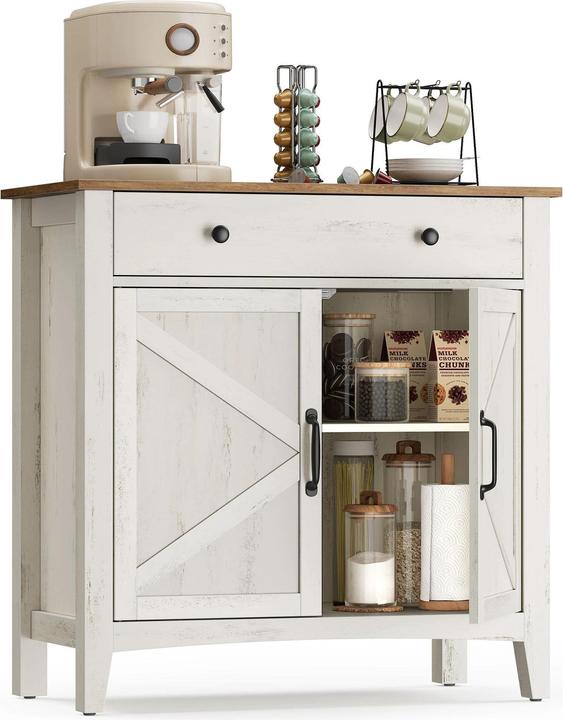 Vasagle Kommode 80 x 80 cm, Beige/Weiss, Tiefe: 40 (80 x 80 x 40 cm)