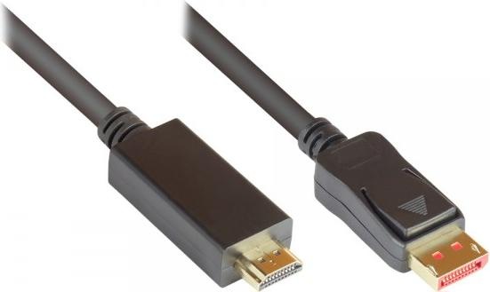 Produktbild Good Connections Anschlusskabel DisplayPort 1.4 an HDMI 2.0, 4K @60Hz, vergoldete Kontakte, OFC, schwarz, 3m, ® (3 m, DisplayPort)