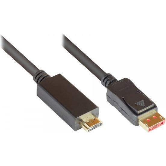 Good Connections Anschlusskabel DisplayPort 1.4 an HDMI 2.0, 4K @60Hz, vergoldete Kontakte, OFC, schwarz, 3m,  (3 m, Dis...
