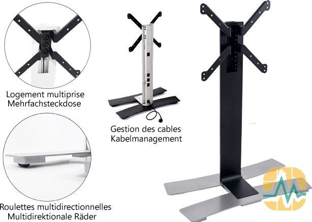 Image du produit Erard WILL 1050 L support TV mobile 30-65 pouces, noir (30 kg, 30" - 65")