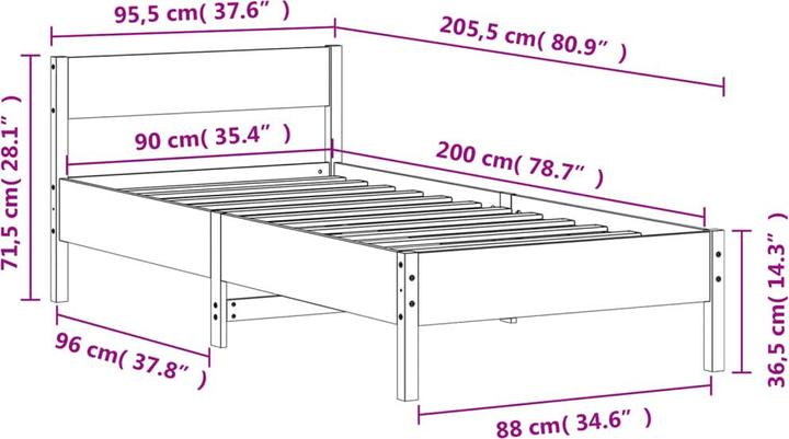 Image du produit vidaXL Bettgestell (120 x 190 cm)