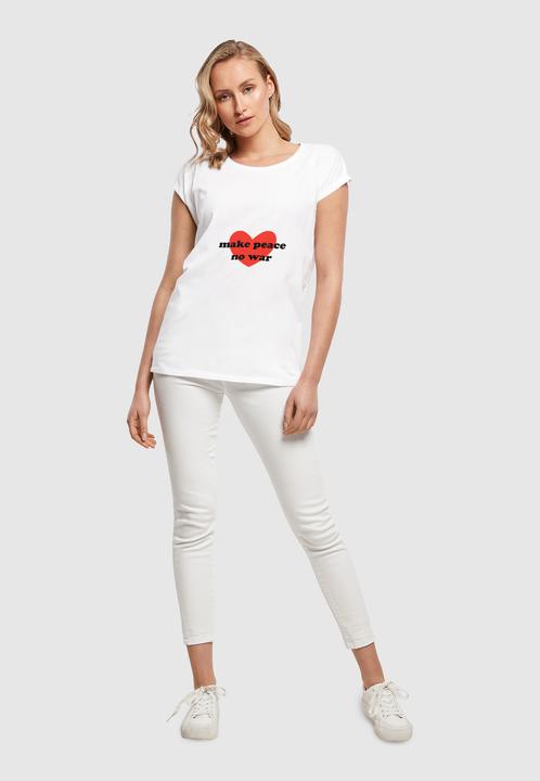 Produktbild Merchcode Ladies Peace - Red Heart White Extended Shoulder Tee - 161435 (S)