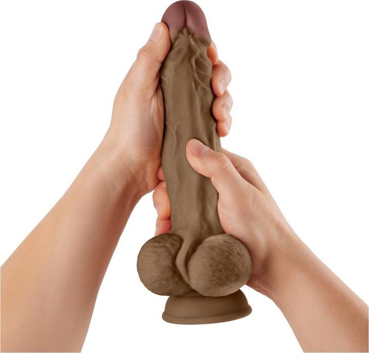 Actual product image Shaft Model A Straight Flexiskin Double Layered Realistic Extremely Soft Dildo with Balls Sex Toys L
