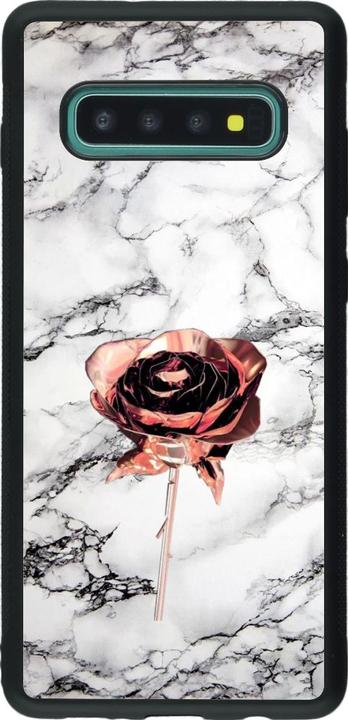 Produktbild PhoneLook Hülle Silikon schwarz Marble Rose Gold (Samsung Galaxy S10+)