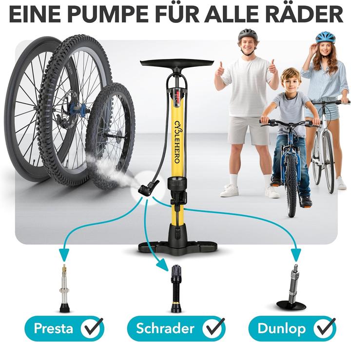 Produktbild CycleHero Velopumpe mit Manometer