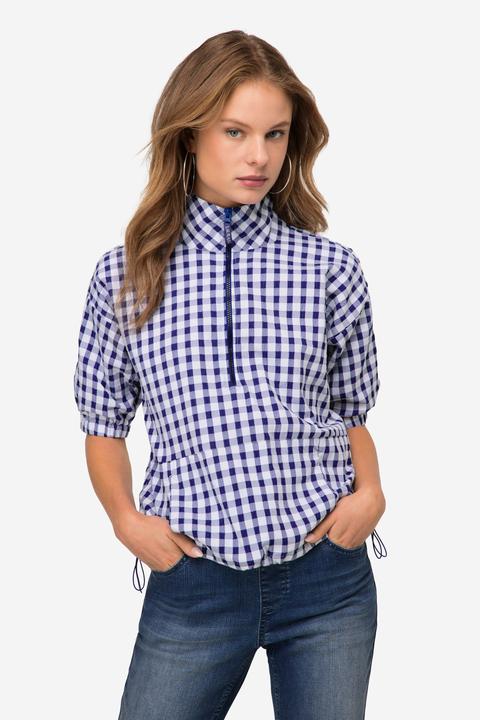 Produktbild Laurasøn Karobluse, oversized, Seersucker, Troyerkragen, Halbarm, OEKO-TEX (L)